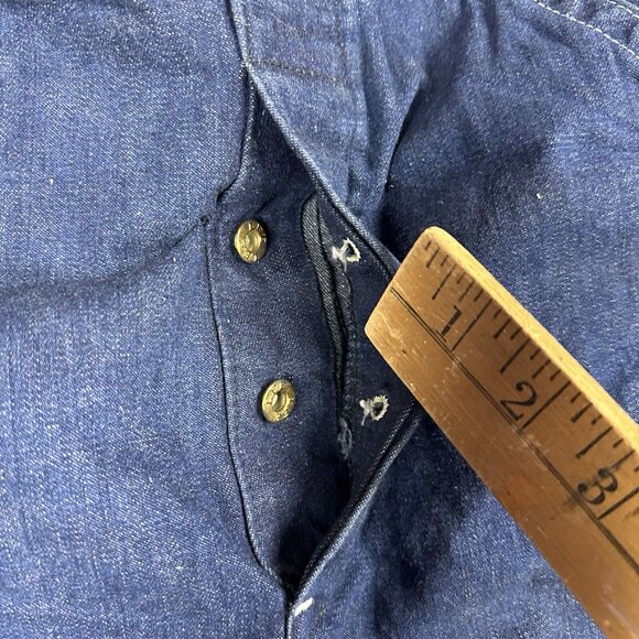 VTG Lee Jelt Denim Sanforized Bib Overalls 32x29 Baggy Union Made USA Distressed - Picture 9 of 11